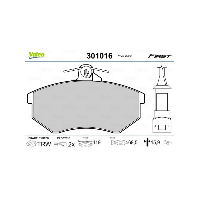 VALEO 301016 Plaquettes de frein Avant pour