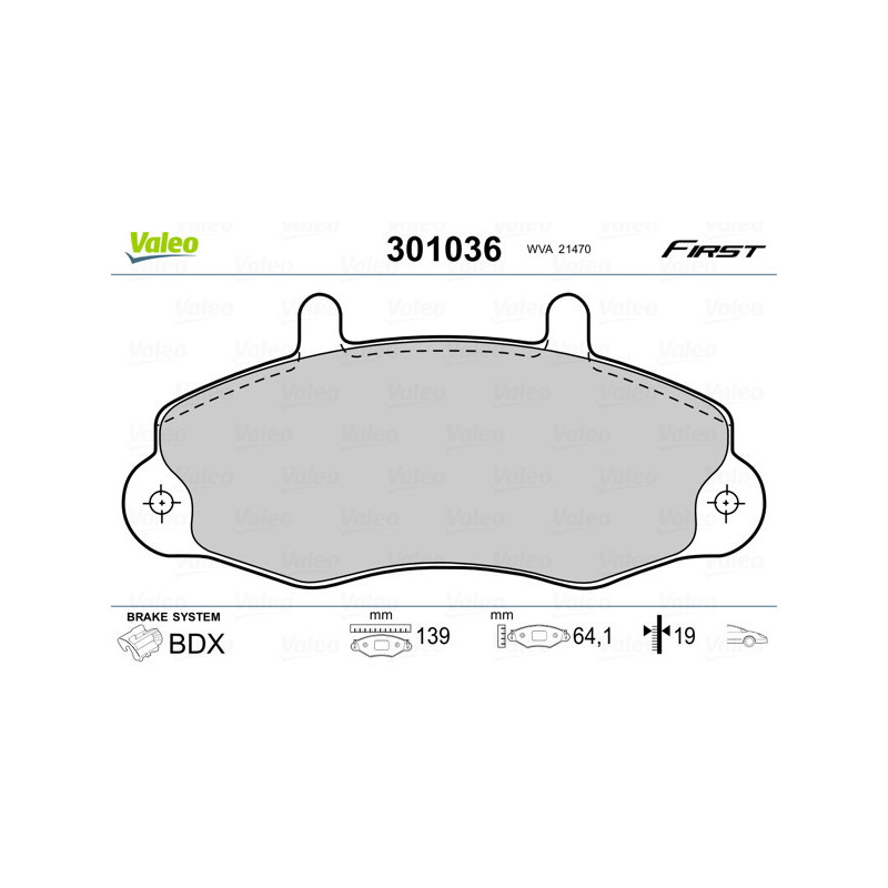 VALEO 301036 Pastiglie freno Anteriore per