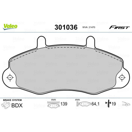 VALEO 301036 Pastiglie freno Anteriore per