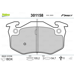 VALEO 301158 Klocki hamulcowe Tył dla