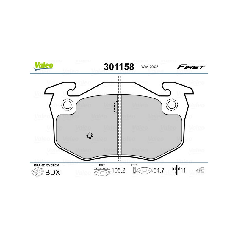 VALEO 301158 Klocki hamulcowe Tył dla