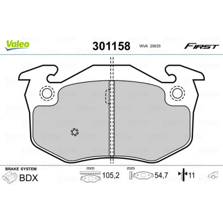VALEO 301158 Bremsbeläge Hinten für