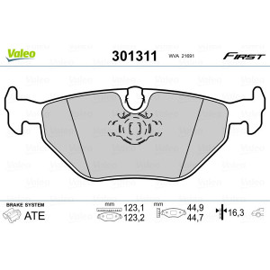 VALEO 301311 Plaquettes de frein Arrière pour