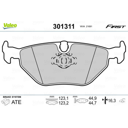 VALEO 301311 Pastiglie freno Posteriore per