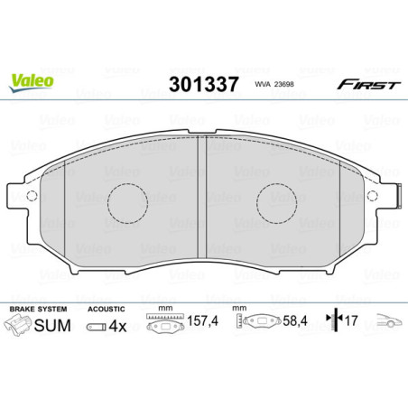 VALEO 301337 Plaquettes de frein Avant pour