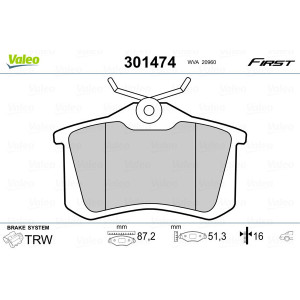 VALEO 301474 Pastillas de freno Trasero para