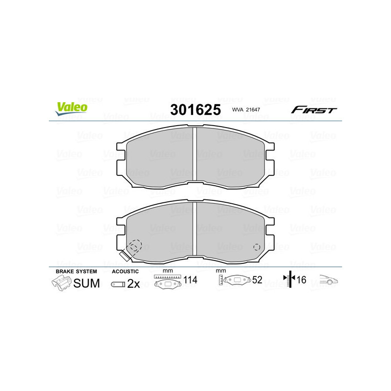 VALEO 301625 Klocki hamulcowe Przód dla