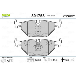 VALEO 301753 Pastiglie freno Posteriore per