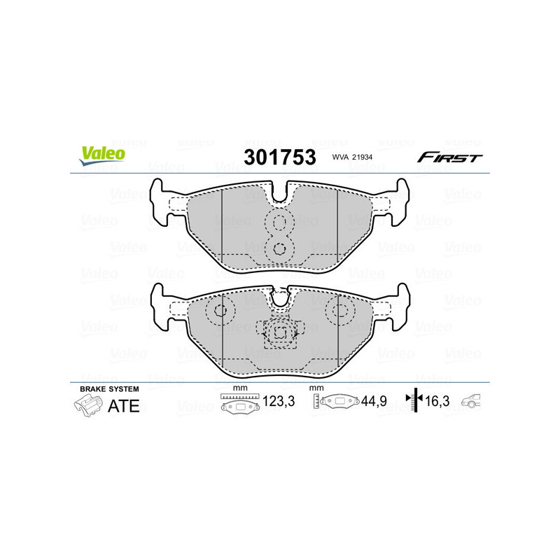 VALEO 301753 Plaquettes de frein Arrière pour
