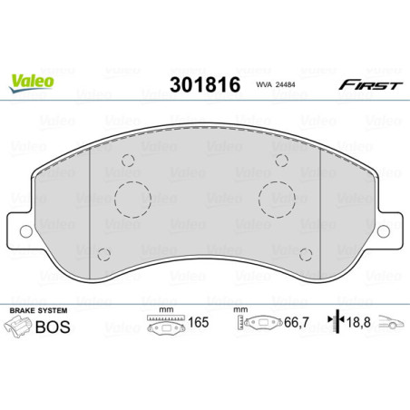 VALEO 301816 Klocki hamulcowe Przód dla