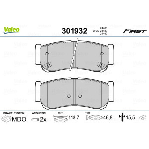 VALEO 301932 Brzdové platničky Zadné pre