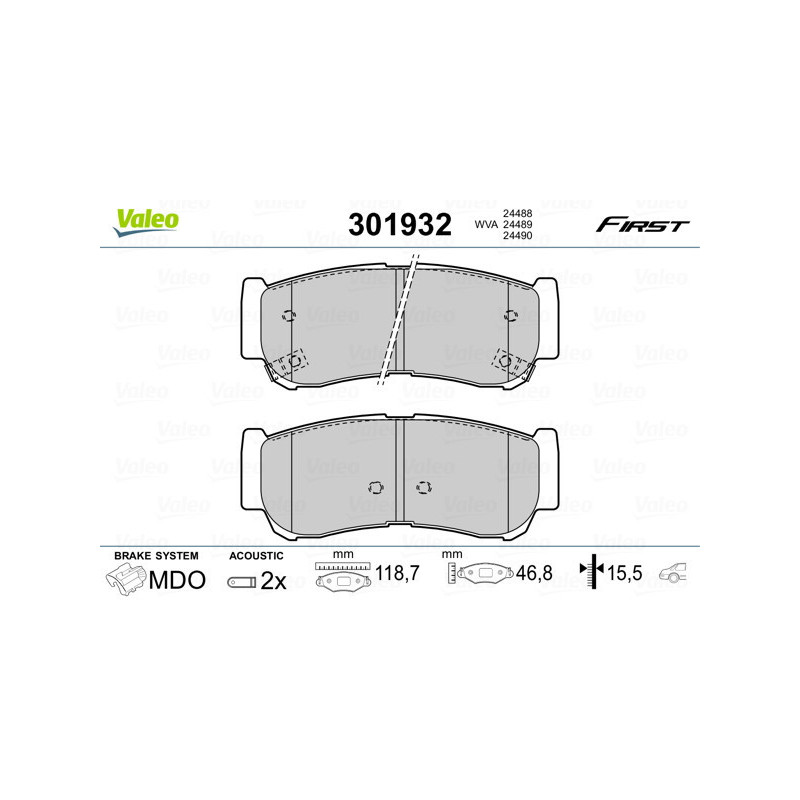 VALEO 301932 Bremsbeläge Hinten für