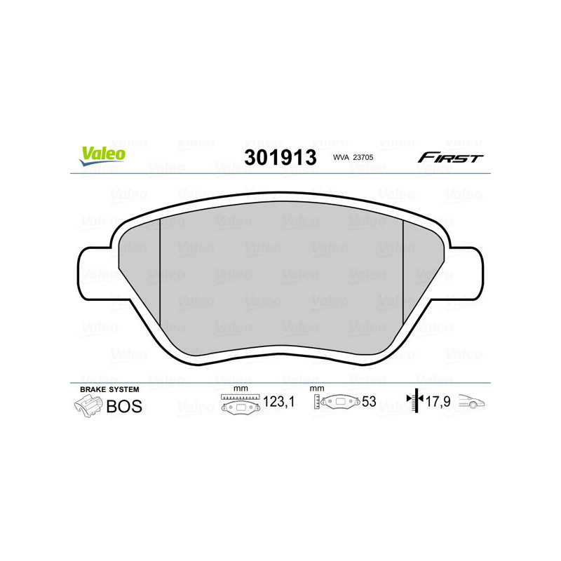 VALEO 301913 Pastillas de freno Delantero para