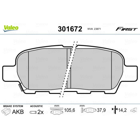 VALEO 301672 Plaquettes de frein Arrière pour