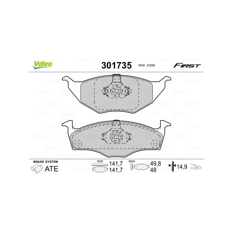 VALEO 301735 Plaquettes de frein Avant pour