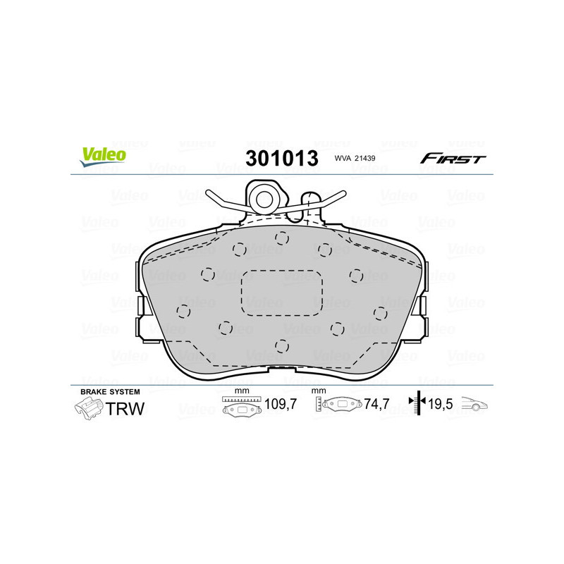 VALEO 301013 Brzdové platničky Predné pre