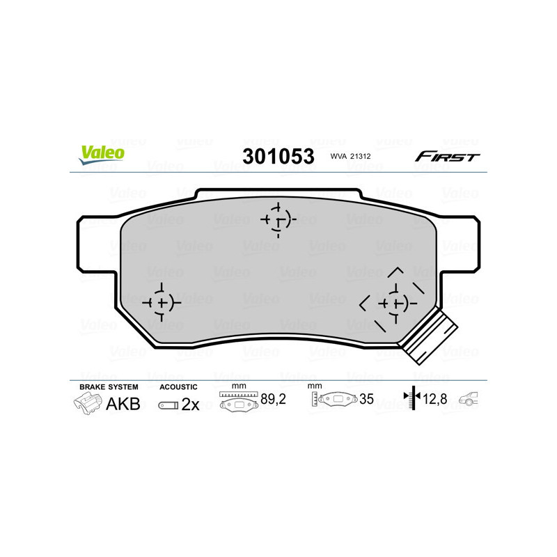VALEO 301053 Pastiglie freno Posteriore per