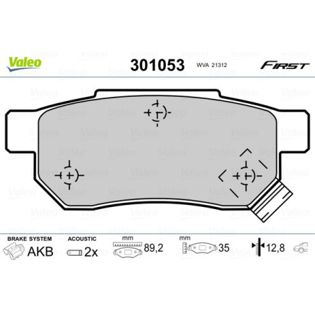 VALEO 301053 Klocki hamulcowe Tył dla