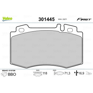 VALEO 301445 Brzdové platničky Predné pre