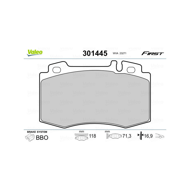 VALEO 301445 Brzdové platničky Predné pre