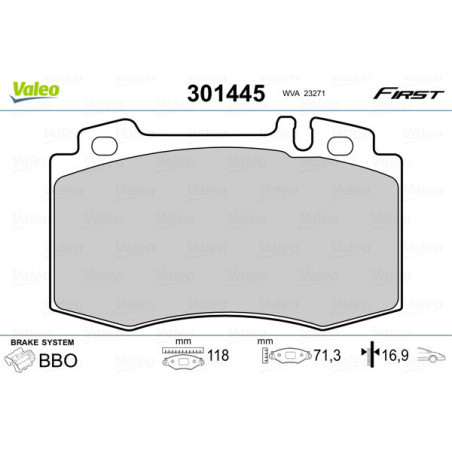 VALEO 301445 Pastiglie freno Anteriore per