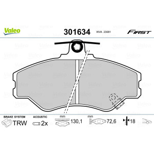 VALEO 301634 Plaquettes de frein Avant pour