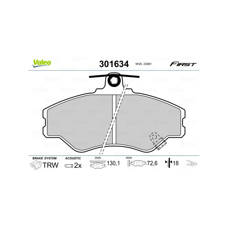 VALEO 301634 Brzdové destičky Přední pro