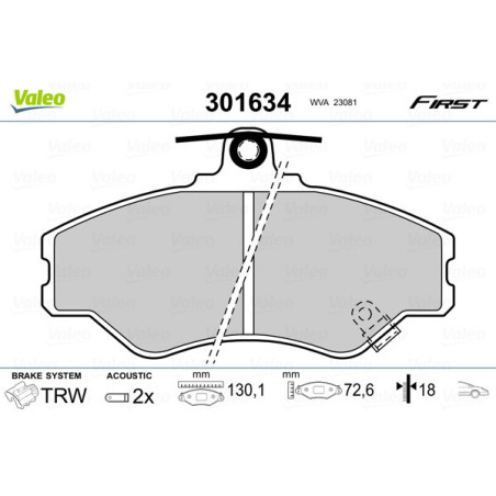 VALEO 301634 Pastiglie freno Anteriore per