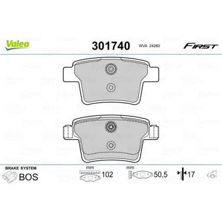 VALEO 301740 Klocki hamulcowe Tył dla