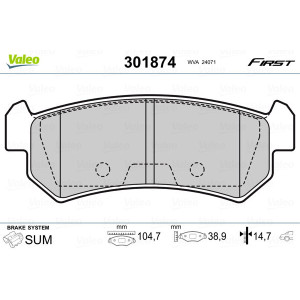 VALEO 301874 Pastiglie freno Posteriore per