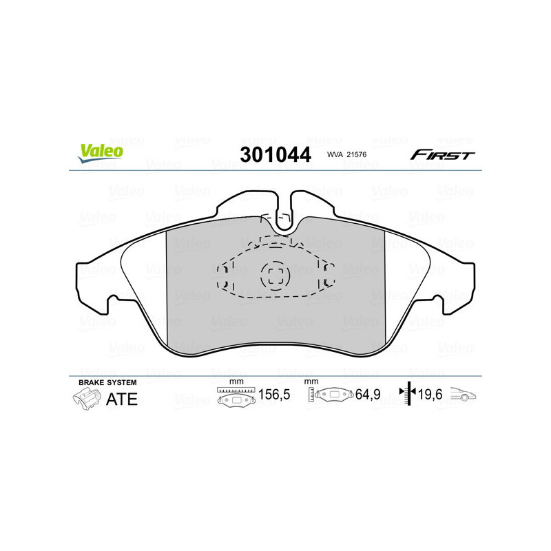 VALEO 301044 Brzdové platničky Predné pre