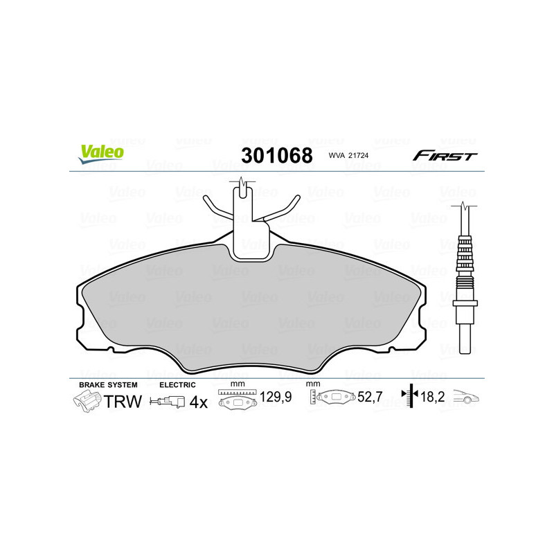 VALEO 301068 Klocki hamulcowe Przód dla
