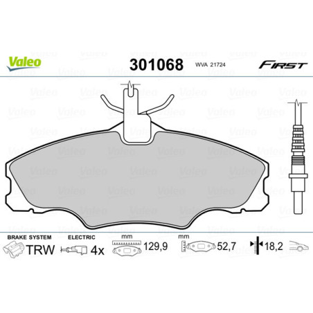 VALEO 301068 Pastillas de freno Delantero para