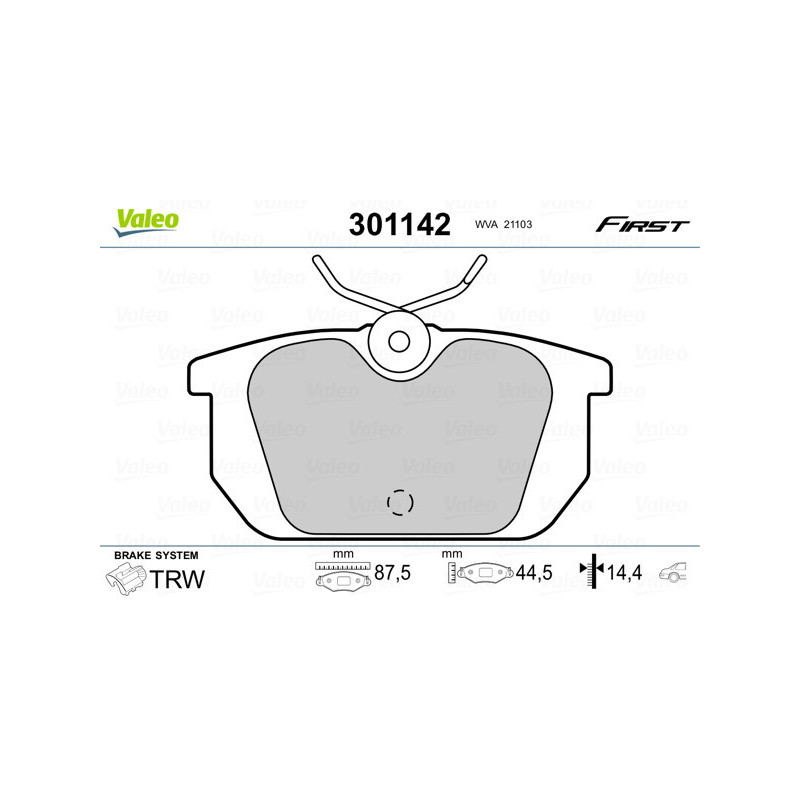 VALEO 301142 Klocki hamulcowe Tył dla