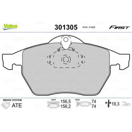 VALEO 301305 Brzdové platničky Predné pre