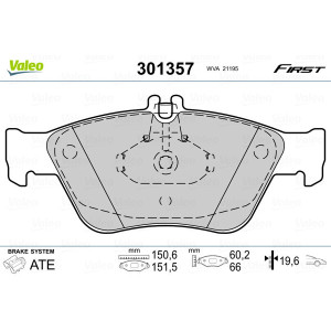 VALEO 301357 Pastillas de freno Delantero para
