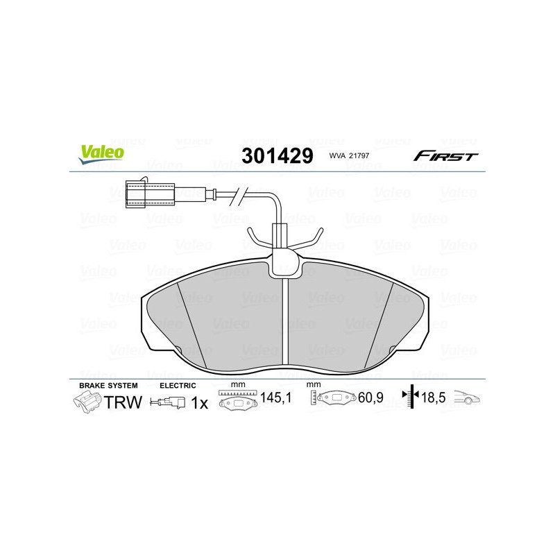 VALEO 301429 Brzdové destičky Přední pro