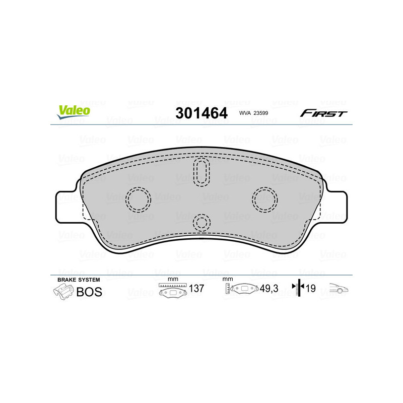 VALEO 301464 Brzdové destičky Přední pro