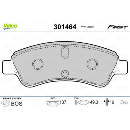 VALEO 301464 Pastiglie freno Anteriore per