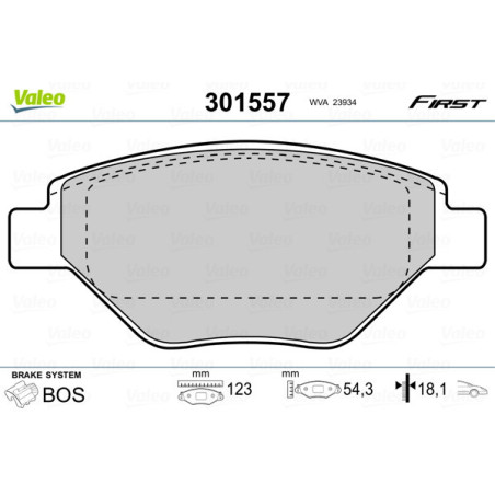 VALEO 301557 Klocki hamulcowe Przód dla