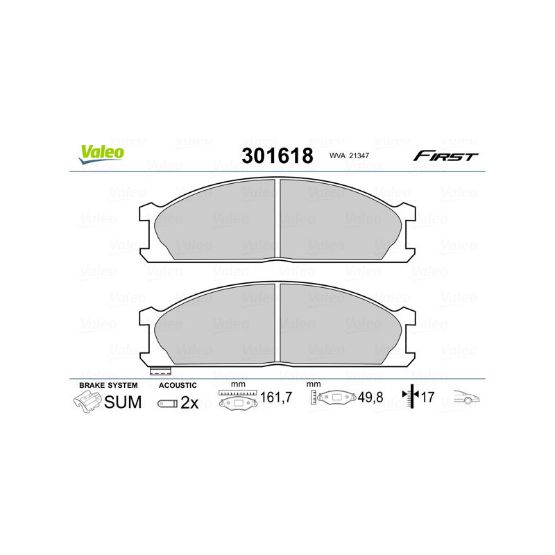 VALEO 301618 Brzdové platničky Predné pre