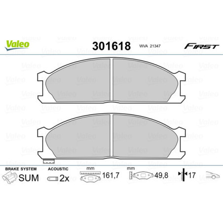 VALEO 301618 Brzdové platničky Predné pre
