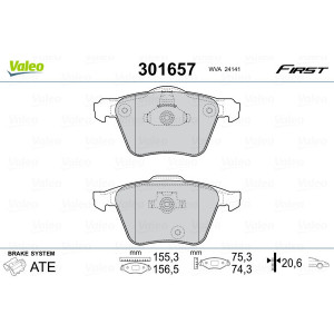 VALEO 301657 Pastillas de freno Delantero para