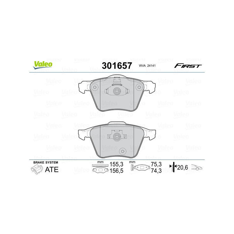 VALEO 301657 Klocki hamulcowe Przód dla