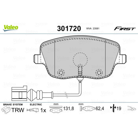 VALEO 301720 Klocki hamulcowe Przód dla