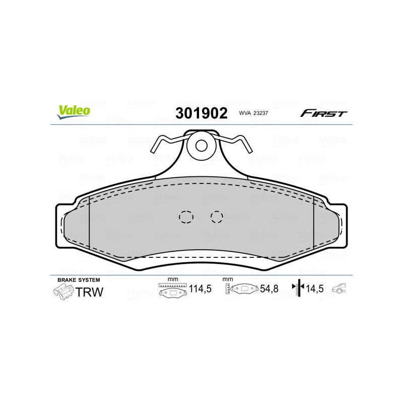 VALEO 301902 Brzdové platničky Zadné pre