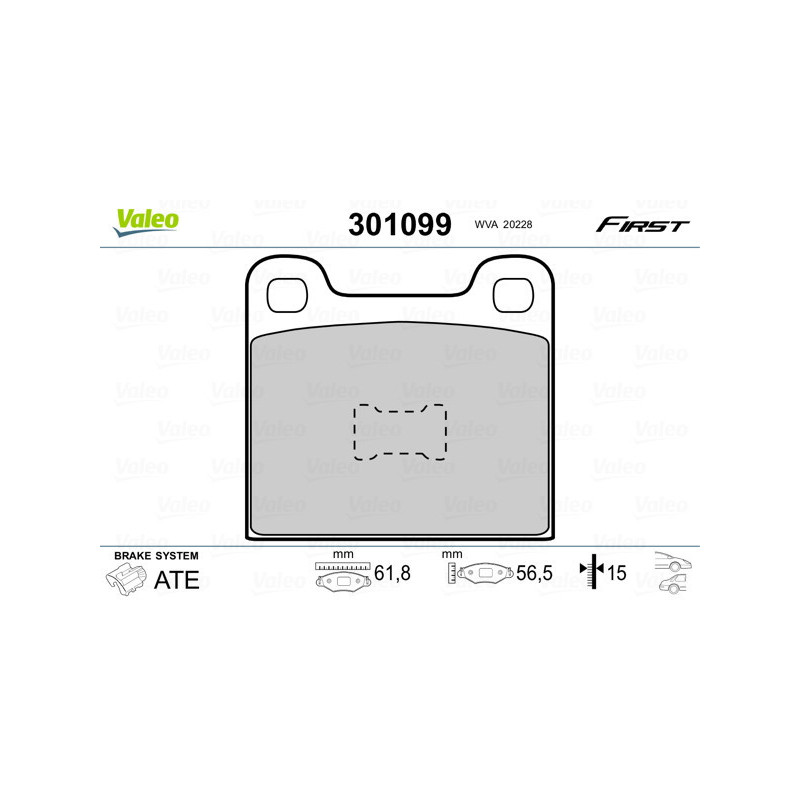 VALEO 301099 Plaquettes de frein Avant pour  Arrière pour