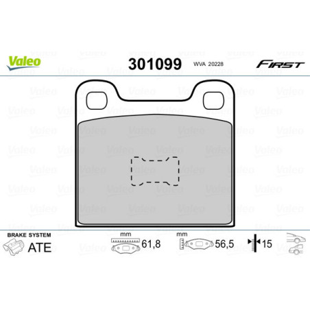 VALEO 301099 Bremsbeläge Vorne für  Hinten für