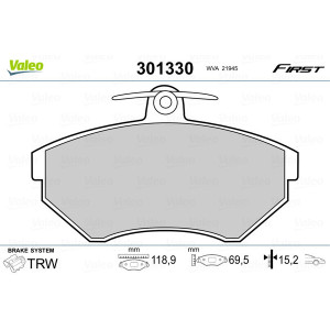 VALEO 301330 Brzdové platničky Predné pre