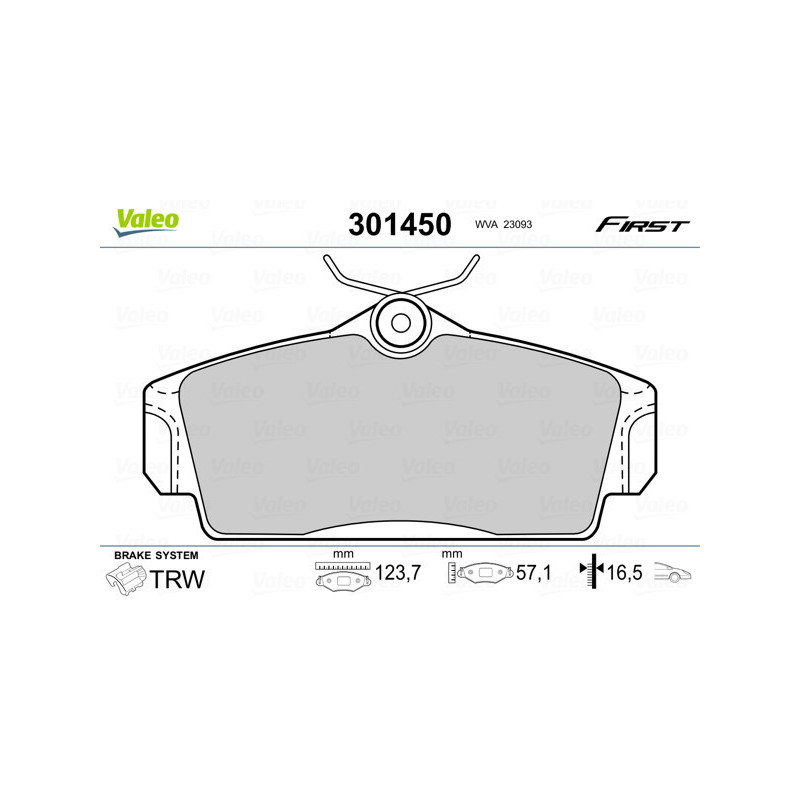 VALEO 301450 Brzdové destičky Přední pro